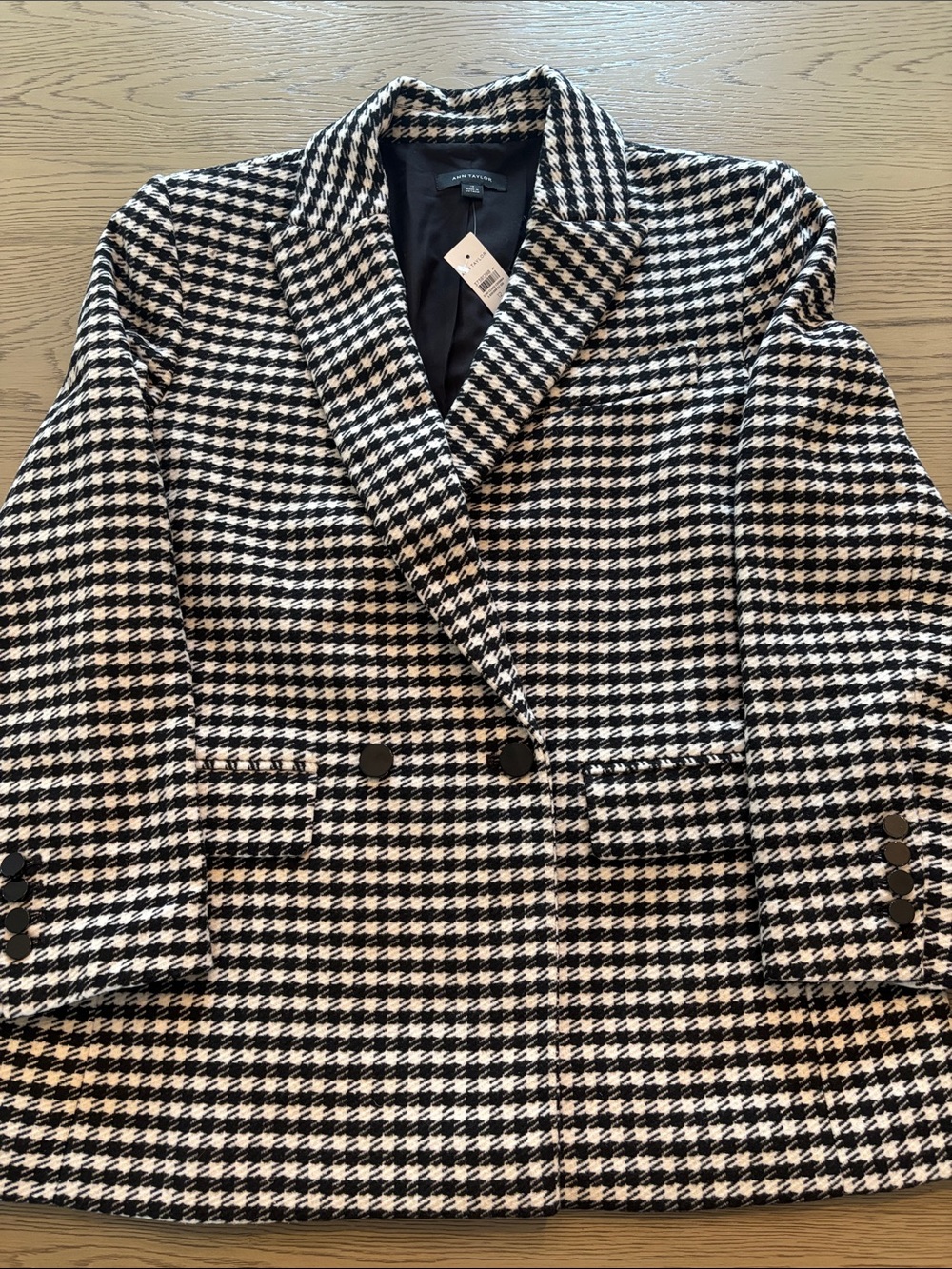 Ann Taylor Black and White Houndstooth Blazer